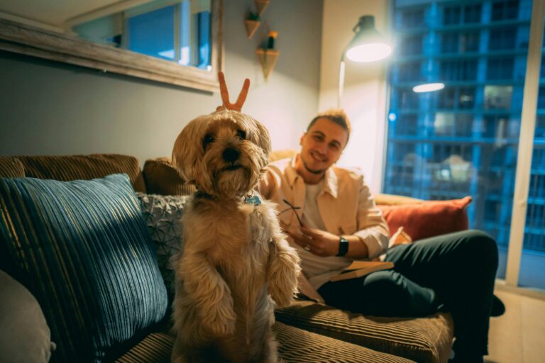 Happy Tenant inside with Happy Little Dog